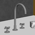 Sleek Modern Chrome Faucet with Cross Handles on White Countertop and Dark Gray Wall
