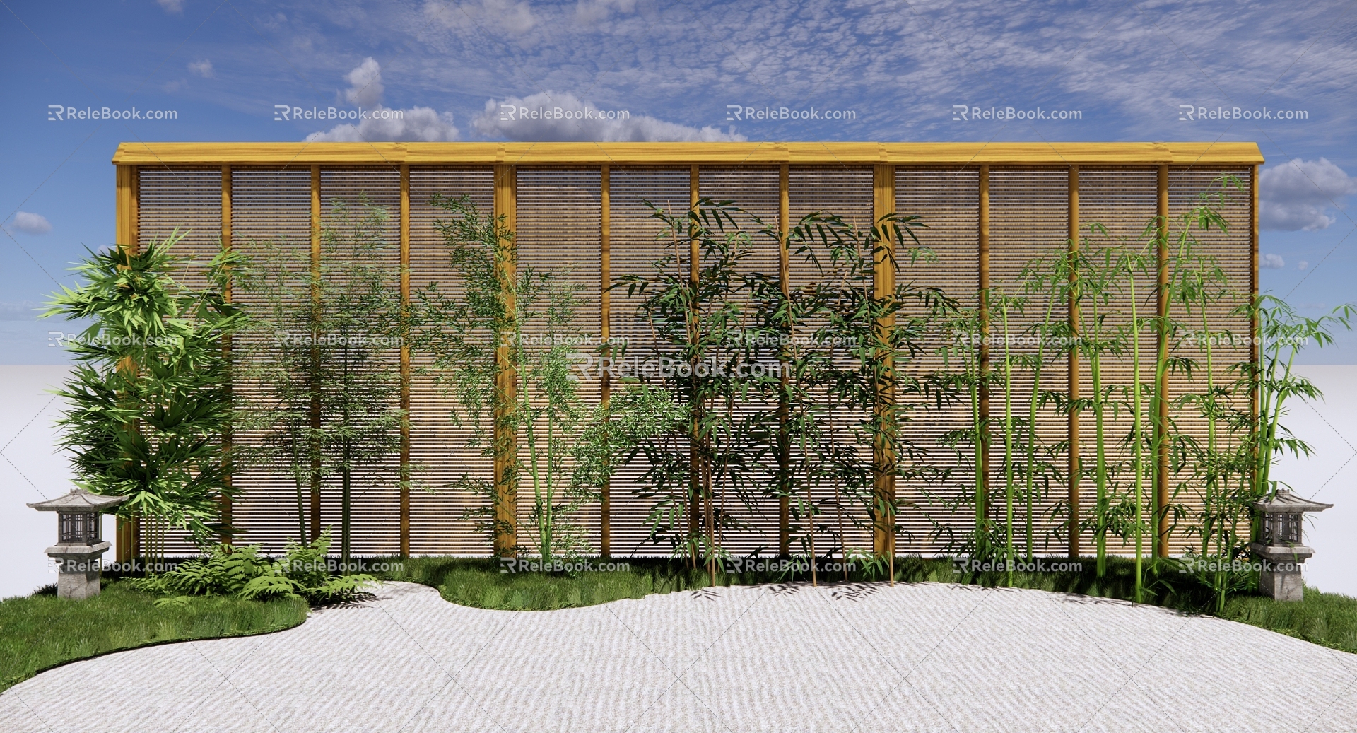 Modern Bamboo Landscape Bamboo Landscaping Bamboo Forest Bamboo Fence Green Bamboo Nanzhu 3d model