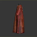 Elegant Red Long Dress With White Collar And Intricate Patterned Design