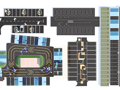 Eco Friendly Parking Lot Design With Green Landscaping And Efficient Layout 3d model