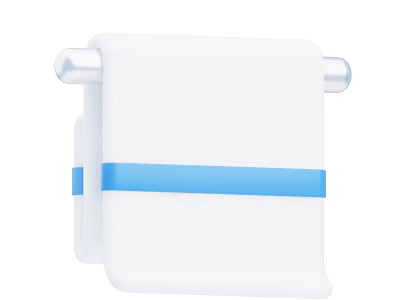 White Toilet Paper Roll With Blue Stripe On Silver Holder For Daily Bathroom Use 3d model