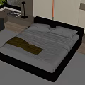 Elegant Modern Double Bed With Leather Headboard Striped Bedspread Pillows Nightstands And Lamps