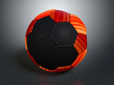 High Quality Black And Orange Striped Soccer Ball Sports Equipment Design 3d model