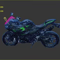 Sleek Sport Racing Motorcycle With Green Accents And Streamlined Black Body Design