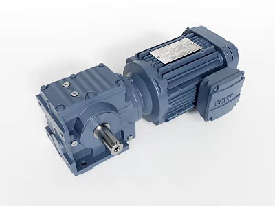 Industrial Gear Motor With Blue Metal Housing And Precision Mechanical Drive System 3d model
