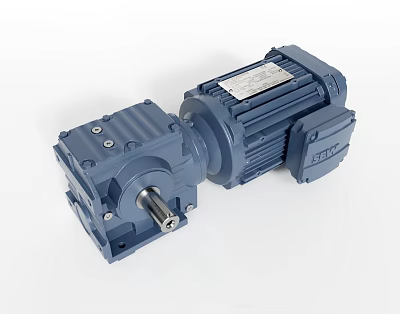 Industrial Gear Motor With Blue Metal Housing And Precision Mechanical Drive System 3d model