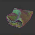 Green and Yellow Gradient Towel with Shiny Texture on Black Background 3d model