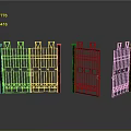 Ornate Iron Gate Structures With Decorative Metal Bars And Various Opening States 3d model