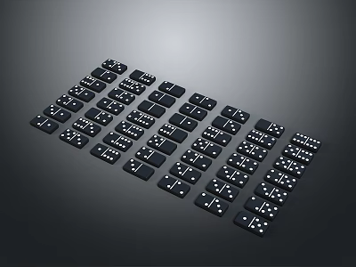 Neatly Arranged Black Dominoes Set On Dark Background For Daily Use 3d model