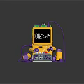 Yellow Robot With Smiley Face On Screen Purple Wires And Control Panel With Knobs Buttons 3d model