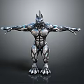 Metallic Wolf Like Creature Character Muscular Body Arms Outstretched Standing Pose