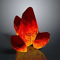 Red Glowing Crystal Stone Decor With Multiple Pointed Structures And Reflective Base 3d model