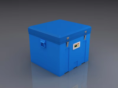 Laboratory Blue Secure Storage Container With Square Lid And Label 3d model
