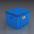 Laboratory Blue Secure Storage Container With Square Lid And Label