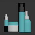 Modern Teal And White Cosmetic Products With Pump Bottles Jars And Tubes