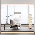 White Window Curtains In Modern Living Room With Natural Light Chair Plant And Floor Lamp