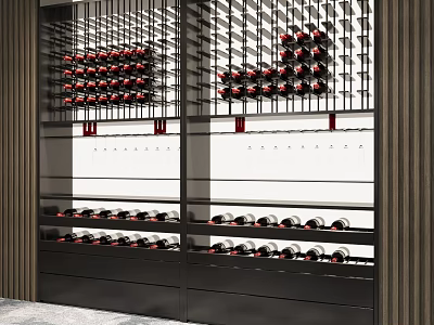 Modern Wine Cabinet With Glass Doors And Multiple Wine Bottle Storage Racks 3d model