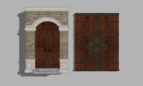 Chinese style door solid wood ancient door 3d model