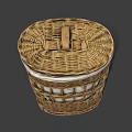 Woven Storage Basket with Lid and Handle for Home White Items Organization