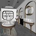 Elegant Jewelry Store Interior With Round Glass Display Cases And Warm Gold Lighting