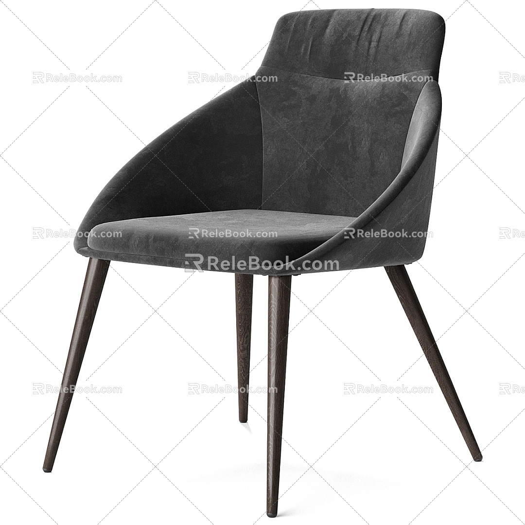 Black Fabric Dining Chair 3d model