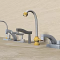 Various Faucet Designs Displayed on Countertop with Light Colored Wall