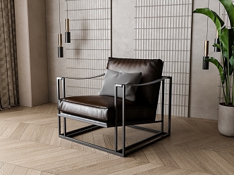 Modern Leather Lounge Chair 3d model