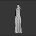 Elegant White Sleeveless Dress Hanging On Hanger With Layered Skirt Design
