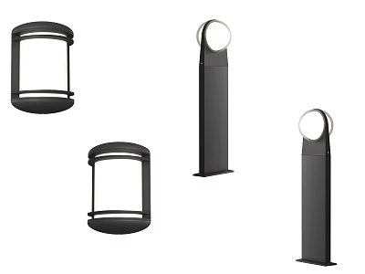 Modern Outdoor Lights Featuring Wall Mounted And Pillar Style Black Design 3d model