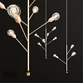 Modern Branch Shaped Chandelier With Multiple Glass Bulbs And Light Colored Frame