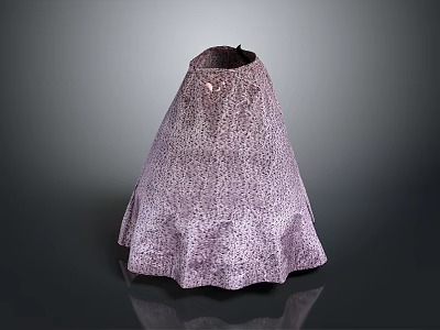 Man Displaying Purple Leopard Print Lampshade With Ruffled Bottom On Dark Surface 3d model