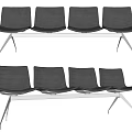 Modern Black Public Chairs with Metal Frame and Four Seats Modern Design
