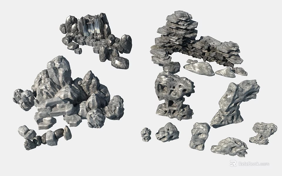 Stacked Natural Rockery Stones For Garden Decorative Ornaments And Landscape Design 3d model 