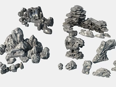 Stacked Natural Rockery Stones For Garden Decorative Ornaments And Landscape Design 3d model