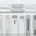 Different Styles of Air Conditioner Fans Including Wall Mounted and Floor Standing Models