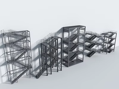 Modern Metal Staircase Designs With Various Structural Styles For Interior Applications 3d model