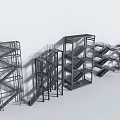 Modern Metal Staircase Designs With Various Structural Styles For Interior Applications 3d model