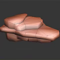 Wood Stone Stacked Block Structure With Irregular Edges And Orange Textured Surface 3d model