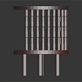 Classic Round Wooden Side Table With Two Tier Design And Vertical Slats