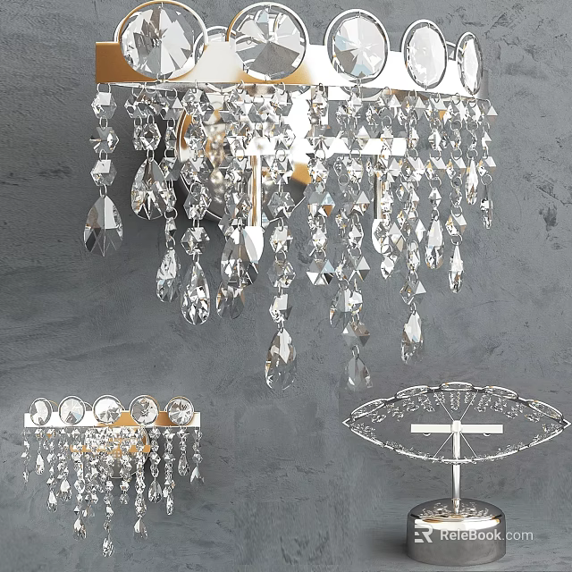 Elegant Crystal Wall Lamp With Dangling Prisms And Modern Design For Home Interior Decoration 3d model 