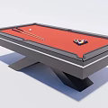 Modern Red Felt Billiard Table with Black Frame and Cue Accessories 3d model