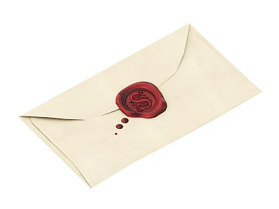 Elegant Vintage Envelope With Red Wax Seal On Classic Paper Design 3d model