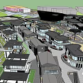 Modern Commercial Street With Planned Layout Pedestrian Walkways And Waterfront Green Spaces