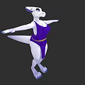 White Anthropomorphic Game Movie Character With Purple Outfit And Blue Claws
