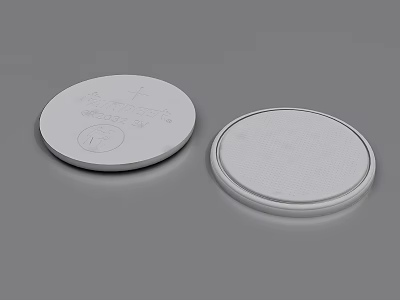 Two White Circular Discs With Engraved Patterns On Gray Background Surface 3d model