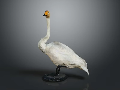 White Swan Decorative Figurine With Orange Head Standing On Black Base 3d model