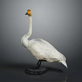 White Swan Decorative Figurine With Orange Head Standing On Black Base
