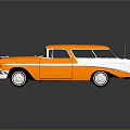 Vintage Orange And White Classic Car With Shiny Exterior And Retro Design