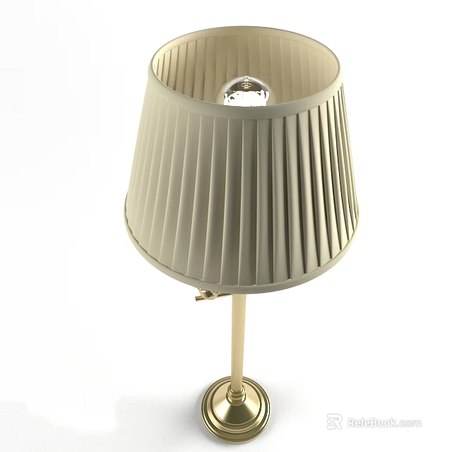 Elegant Modern Table Lamp With Beige Pleated Shade And Gold Base 3d model 