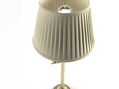 Elegant Modern Table Lamp With Beige Pleated Shade And Gold Base 3d model